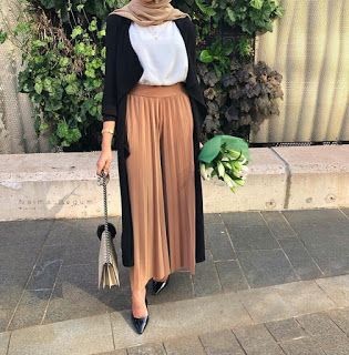 style kulot hijab, celana kulot plisket