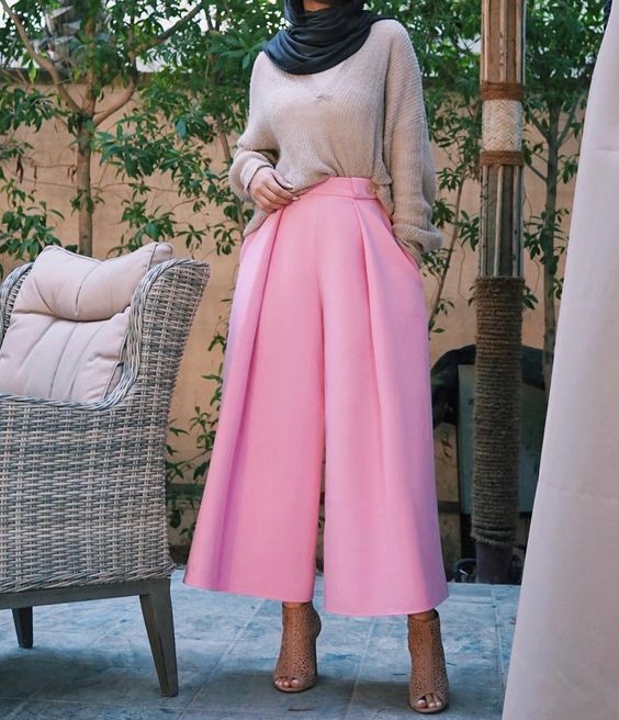 style kulot hijab, celana kulot bahan polyester