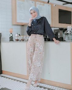 style kulot hijab, celana kulot batik