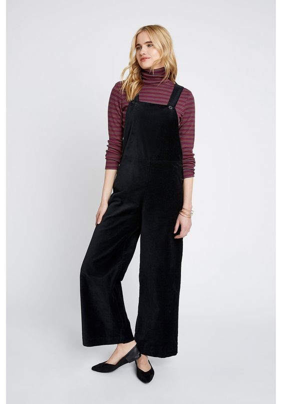 gaya vintage modern untuk wanita: midi dungarees celana